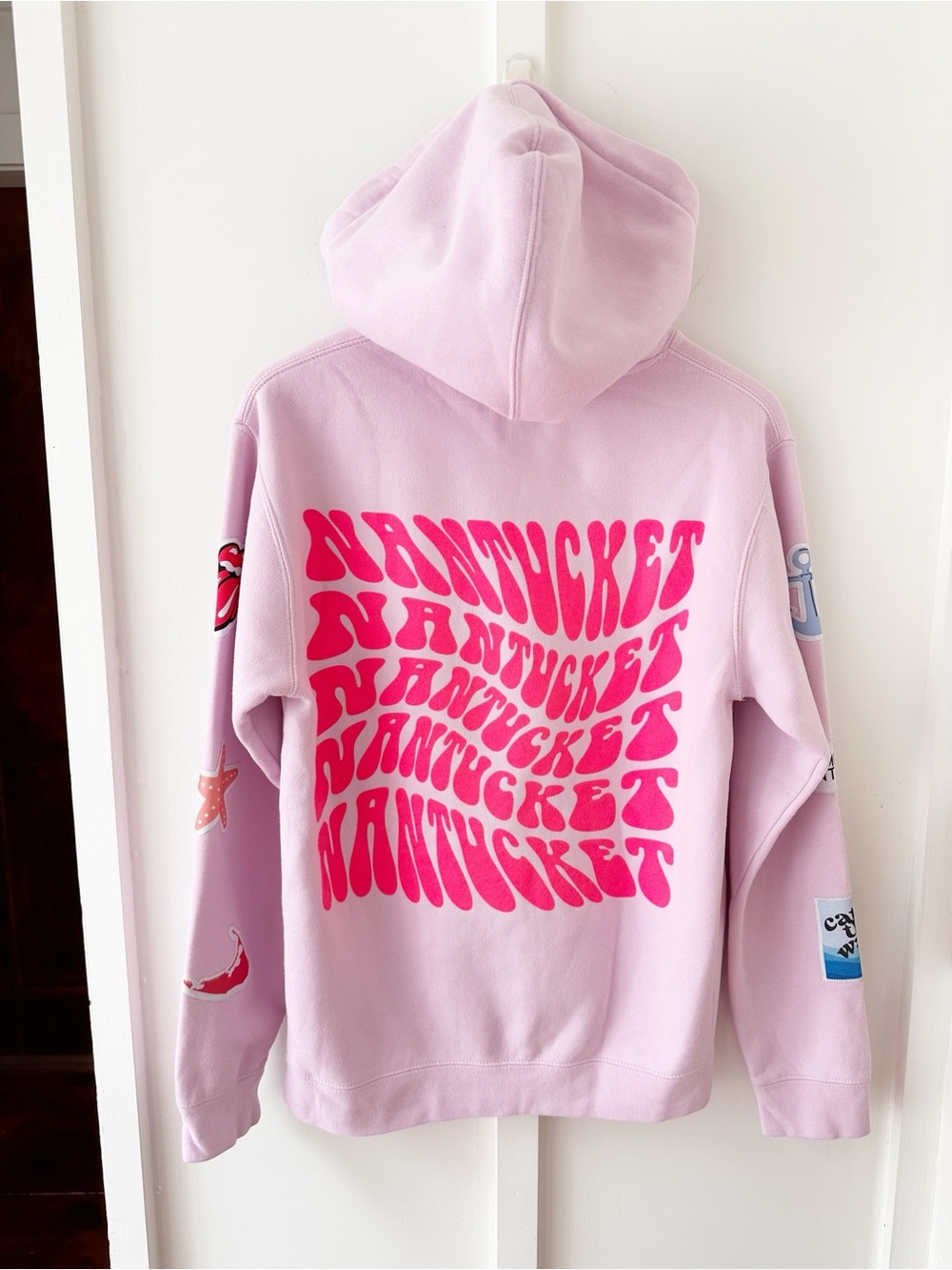 BROdenim pink patchwork Nantucket hoodie